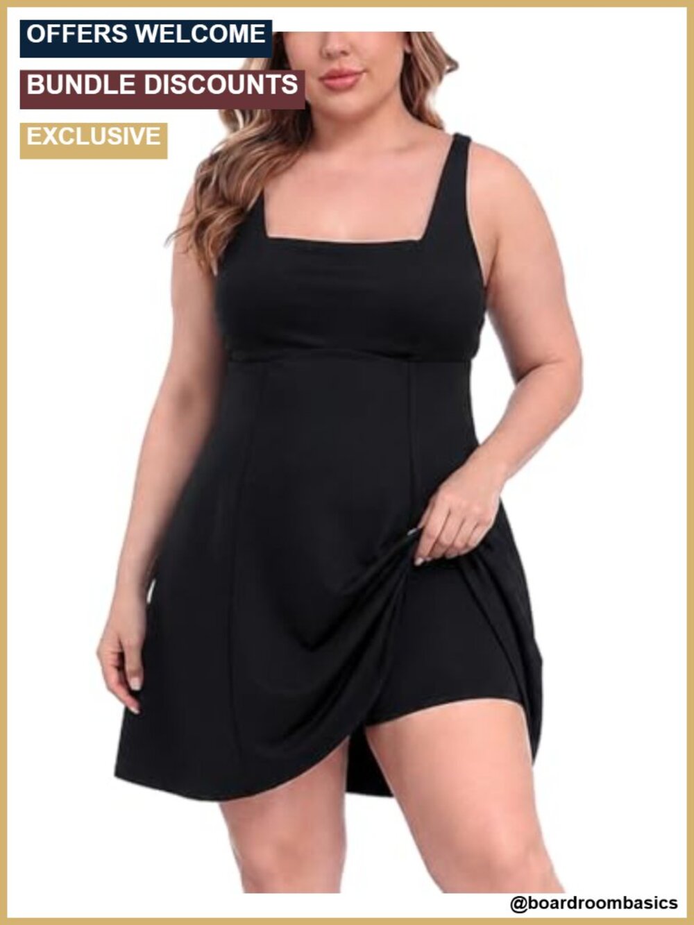 Plus Size Athletic Tennis Dress with Slip Shorts & Built-In Bra